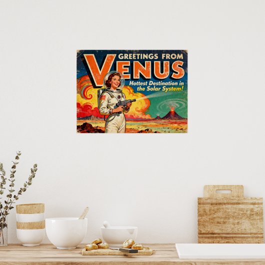 Poster Salutations de l'affiche Vénus Retro Sci-Fi (Cuisine)