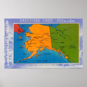 Poster Salutations de l'Alaska Carte
