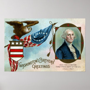 Poster Salutations de l'anniversaire de Washington