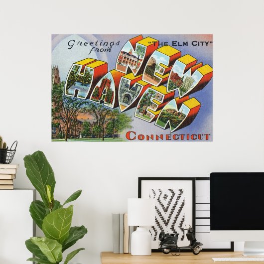 Poster Salutations De New Haven, CT (Bureau à domicile)
