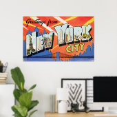 Poster Salutations De New York City, Vintage (Bureau à domicile)