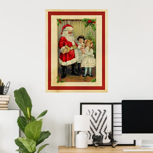 Poster Salutations de Noël à Père Noël (Bureau à domicile)