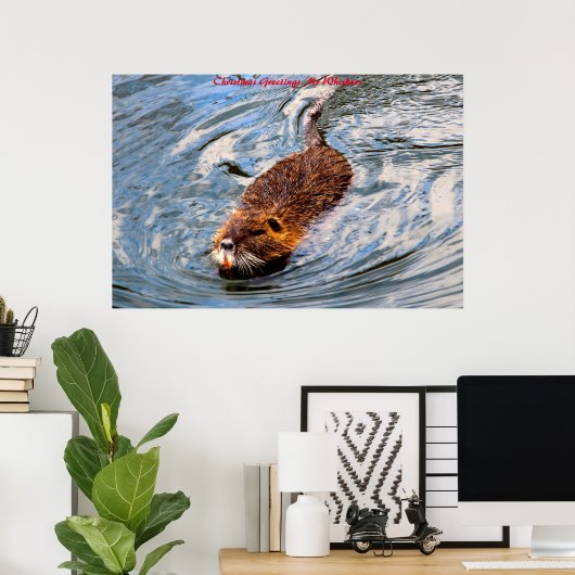 Poster Salutations de Noël M. Whiskers (Bureau à domicile)