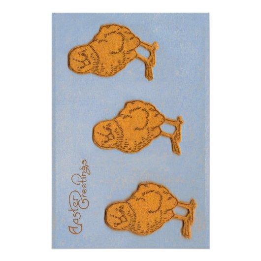 Poster Salutations de Pâques Chicks Bleu (Devant)