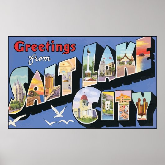 Poster Salutations De Salt Lake City, Vintage (Devant)
