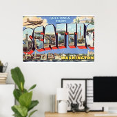 Poster Salutations de Seattle Washington_Vintage voyage (Bureau à domicile)