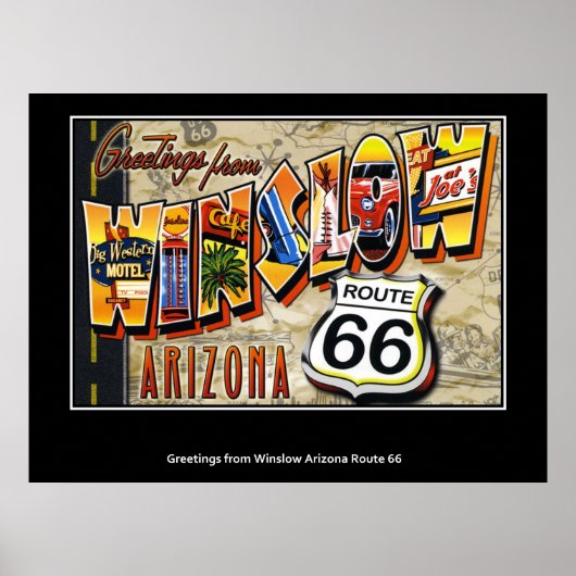 Poster Salutations de Winslow Arizona Route 66 (Devant)