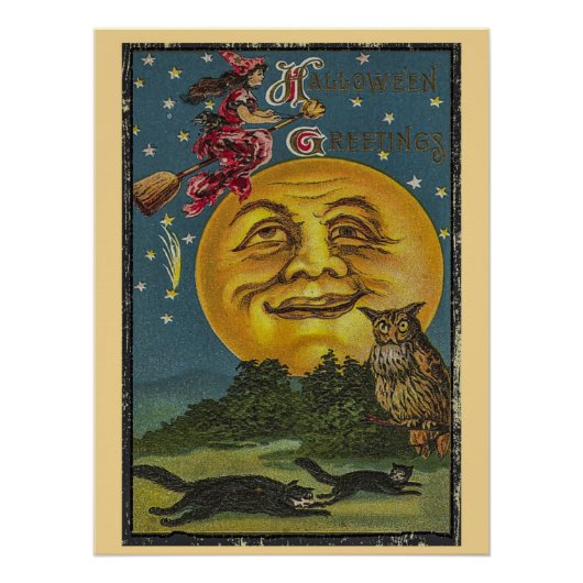 Poster Salutations d'Halloween vintage (Devant)