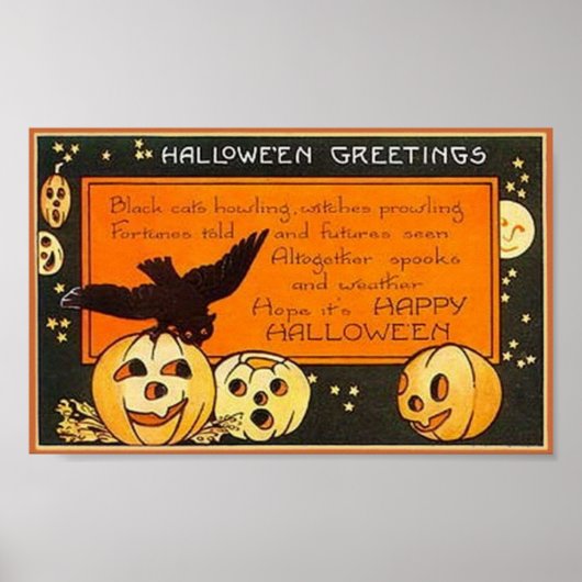 Poster Salutations d'Halloween vintage (Devant)