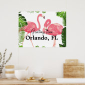 Poster Salutations d'Orlando, FL—flamants roses (Cuisine)