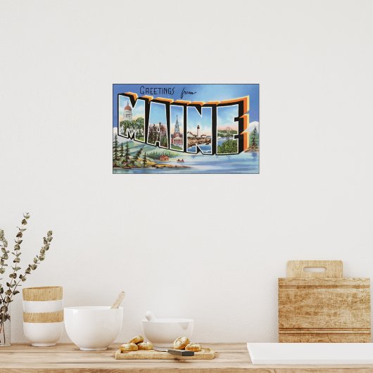 Poster Salutations Du Maine, Vintage (Cuisine)