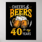 Poster Salutations et bières à mes 40 ans quarante annive (Devant)