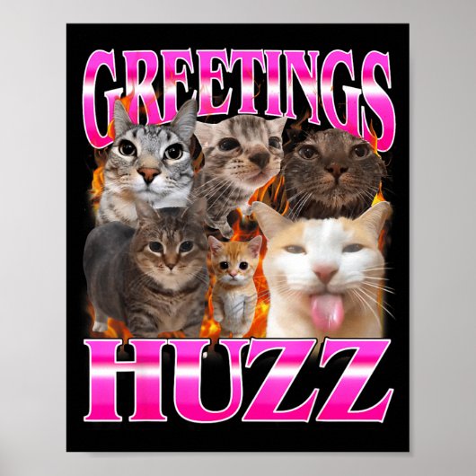 Poster Salutations Huzz Mème de Chat Drôle Graphique pour (Devant)