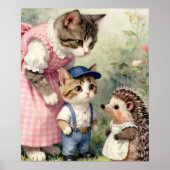 Poster Salutations pour le premier jour –  Chat et Hériss (Devant)