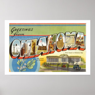 Poster Salutations vintages Colorées De L'Affiche Oklahom