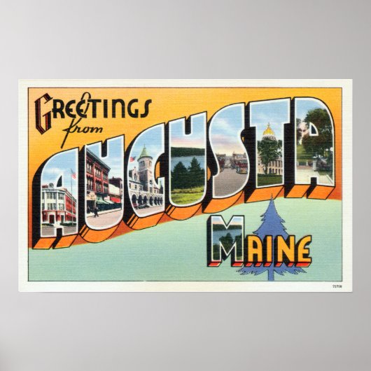 Poster Salutations vintages De Augusta Maine Travel (Devant)
