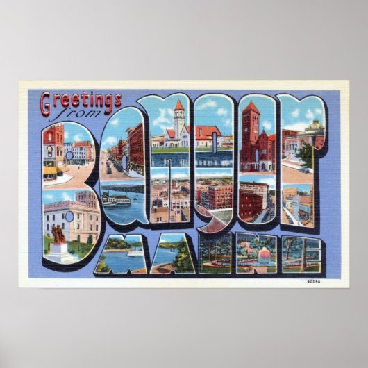 Poster Salutations vintages de Bangor Maine Travel (Devant)