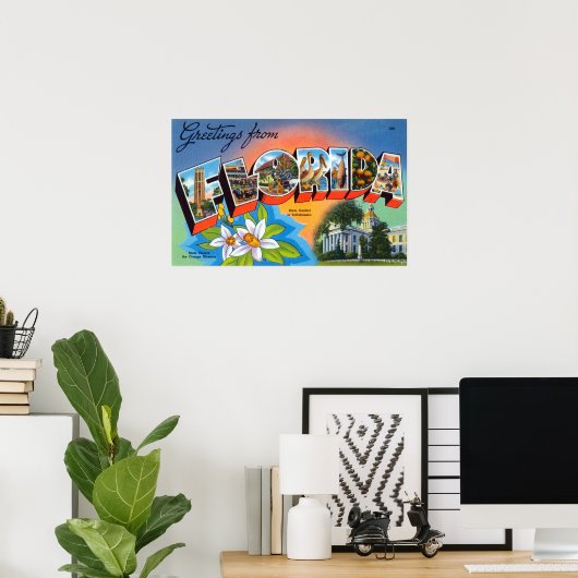 Poster Salutations vintages de Floride (Bureau à domicile)