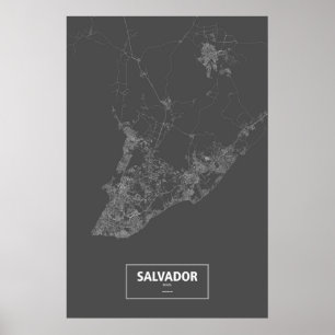 Poster Salvador, Brazil (white on black)