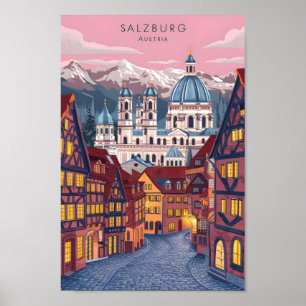 Poster Salzbourg Autriche Lieu de voyage célèbre