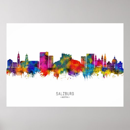 Poster Salzbourg Autriche Skyline (Devant)