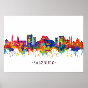 Poster Salzbourg Autriche Skyline