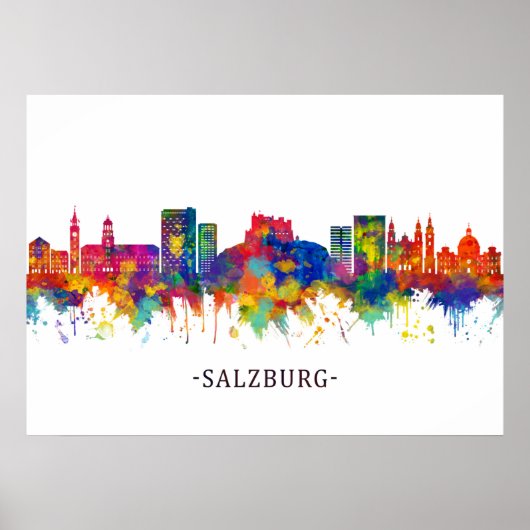 Poster Salzbourg Autriche Skyline (Devant)