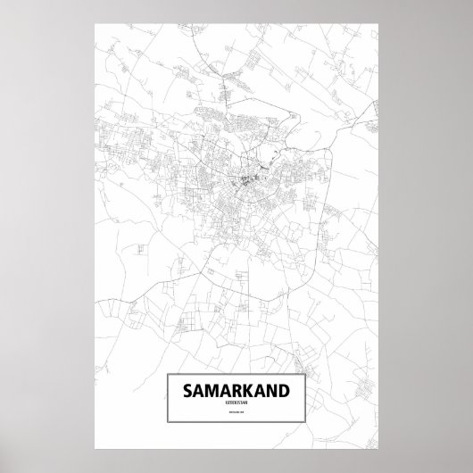 Poster Samarkand, Ouzbékistan (noir sur blanc) (Devant)