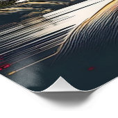 Poster Samouraï avec pagodes et lever du soleil (Coin)