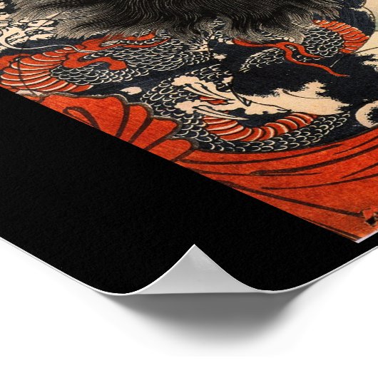Poster Samouraï avec un tatouage de dragon et épée c. Ann (Coin)