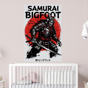 Poster Samouraï Bigfoot : Art Sasquatch Guerrier Japonais