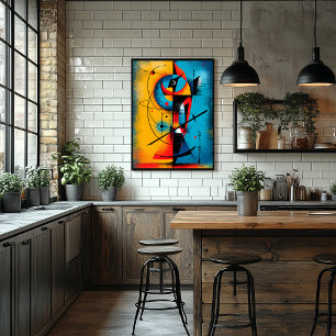 Poster Samouraï Cosmique – Murale Géométrique Abstraite M