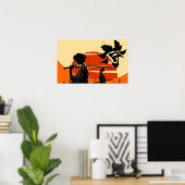 Poster Samouraï du coucher de soleil Vin (Bureau à domicile)