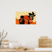 Poster Samouraï du coucher de soleil Vin (Cuisine)