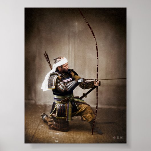 Poster Samouraï japonais en armure avec cou (Devant)