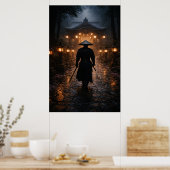 Poster Samouraï japonais - Thème sombre (Cuisine)