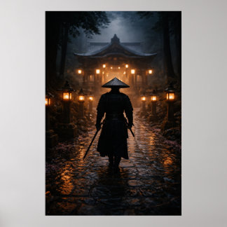 Poster Samouraï japonais - Thème sombre
