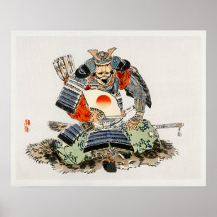 Poster Samouraï par Kōno Bairei (1844-1895)