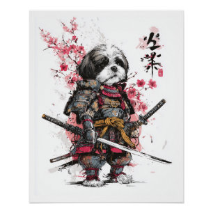 Poster Samouraï Shih Tzu � Chien Guerrier Épique