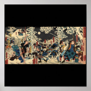 Poster Samouraïs à la guerre dans la neige circa 1800's