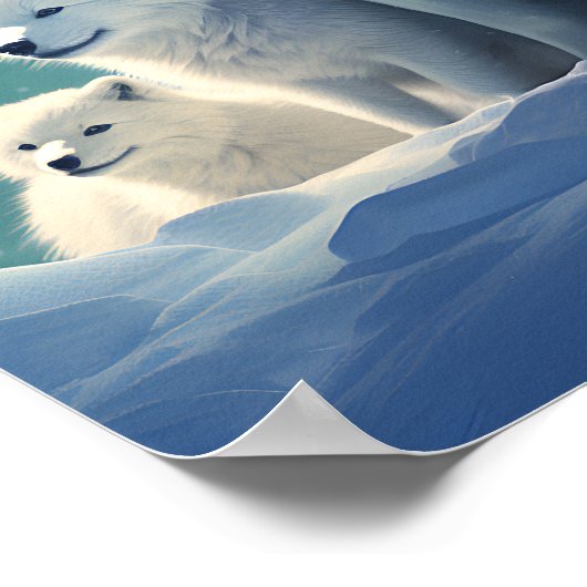 Poster Samoyé Avec Des Pups (Coin)