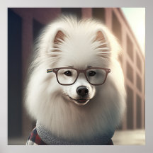 Poster Samoyé Hipster Dog