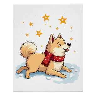 Poster Samoyed Ange de Neige