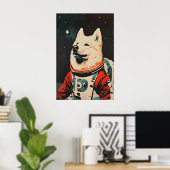 Poster Samoyed Astronaut Poster, Samoyed Retro Print (Bureau à domicile)