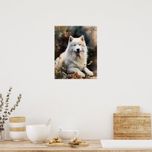 Poster Samoyed Dog Art Print (Cuisine)