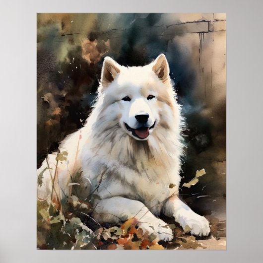 Poster Samoyed Dog Art Print (Devant)