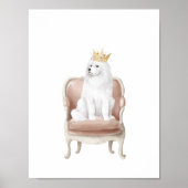 Poster Samoyed Dog Wearing Royal Crown (Devant)