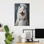 Poster Samoyed In Chefs Hat Poster, Pet Poster, Samoyed (Bureau à domicile)