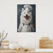Poster Samoyed In Chefs Hat Poster, Pet Poster, Samoyed (Cuisine)