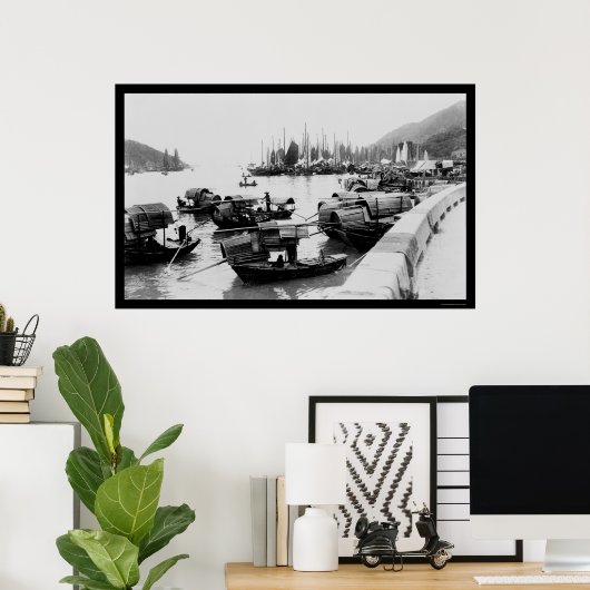 Poster Sampans à Hong Kong 1906 (Bureau à domicile)